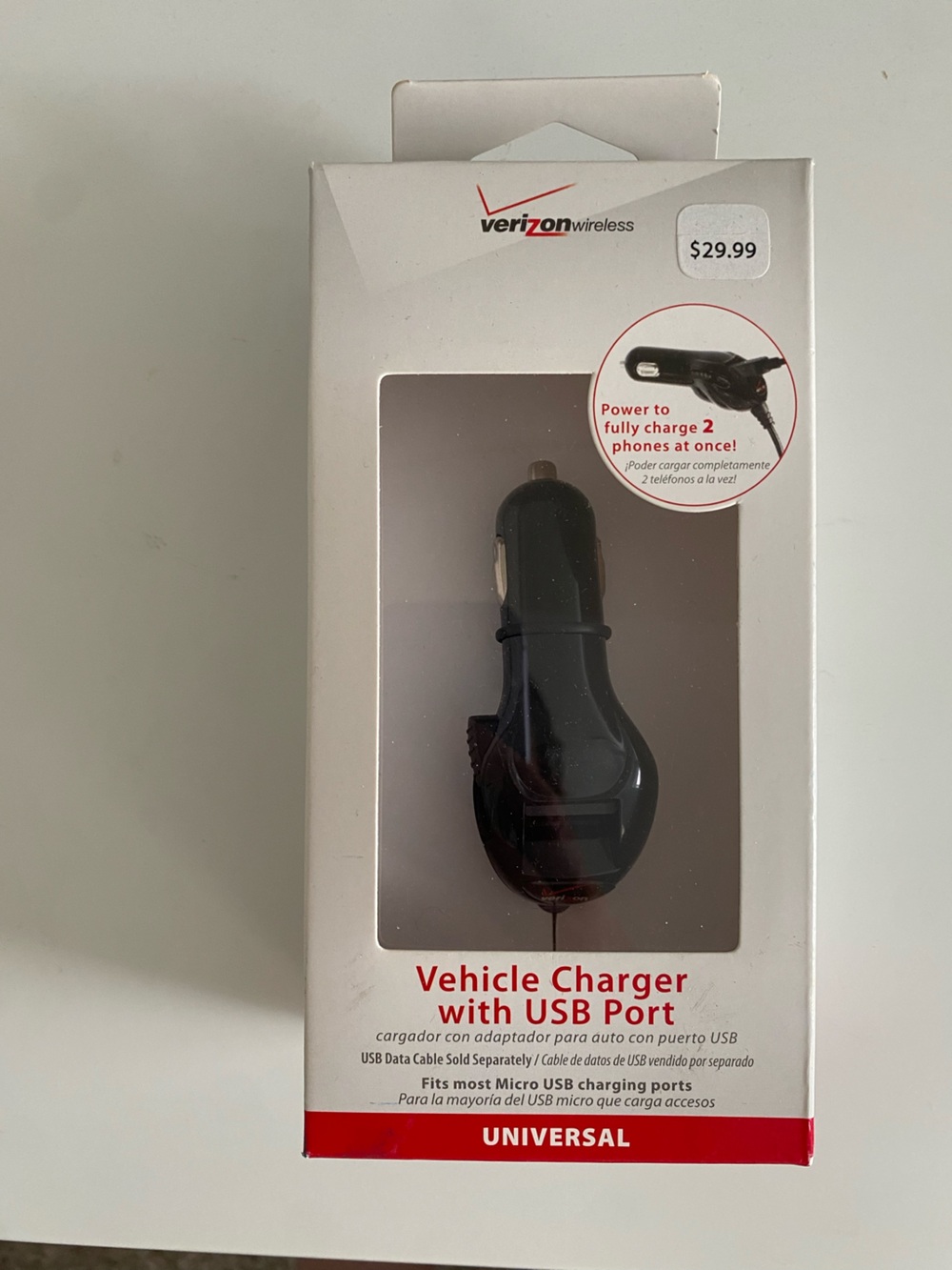 Vehicle Charger with USB port, Verizon, BNWT